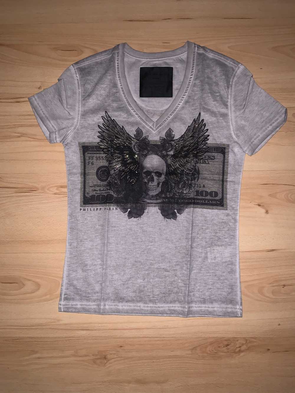 Philipp Plein PP Skull with Wings and Dollar Note - image 1