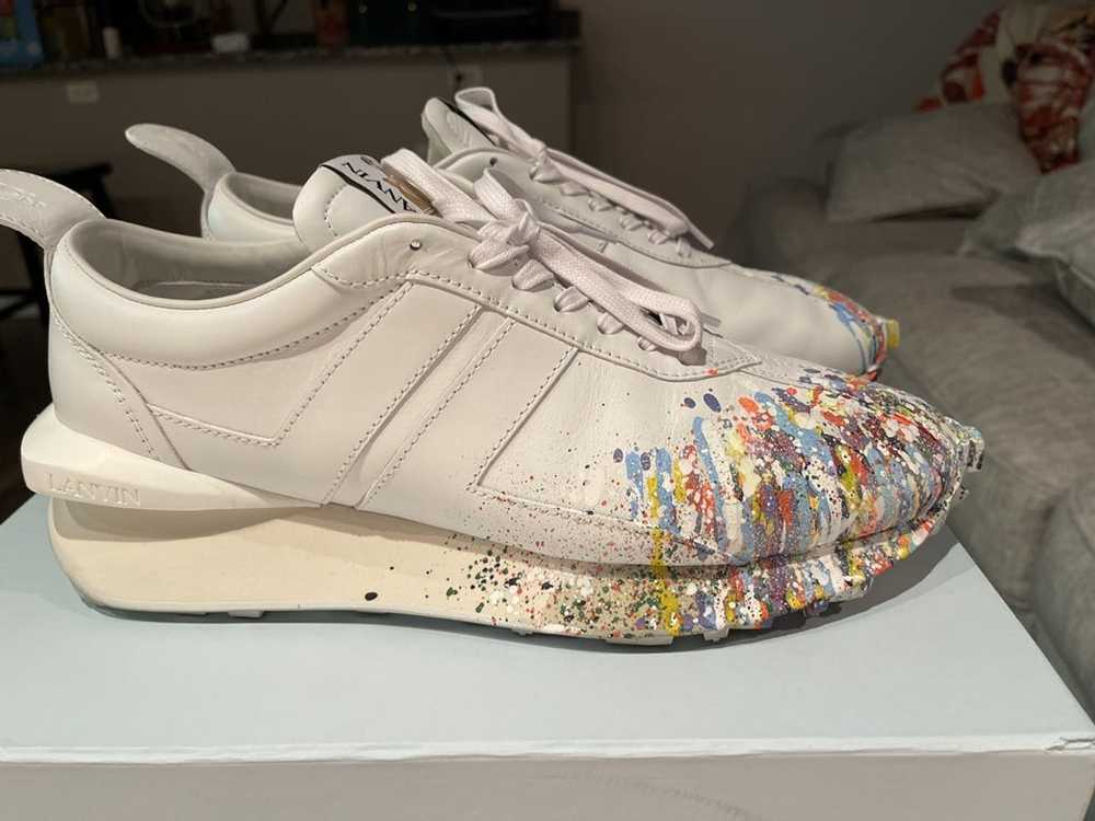 Lanvin White Painted Leather Nappa Bumpr Sneaker - image 2