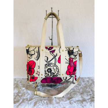 Varu Tote Bag Floral Print with leather base and straps