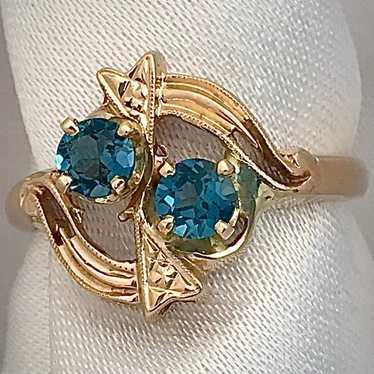 Harper - 10 Kt Gold Blue Topaz Ring - image 1
