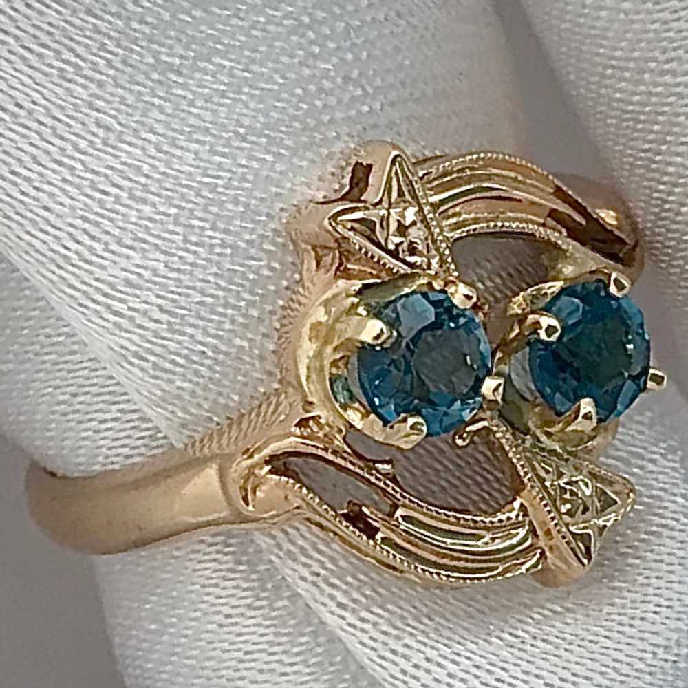Harper - 10 Kt Gold Blue Topaz Ring - image 2
