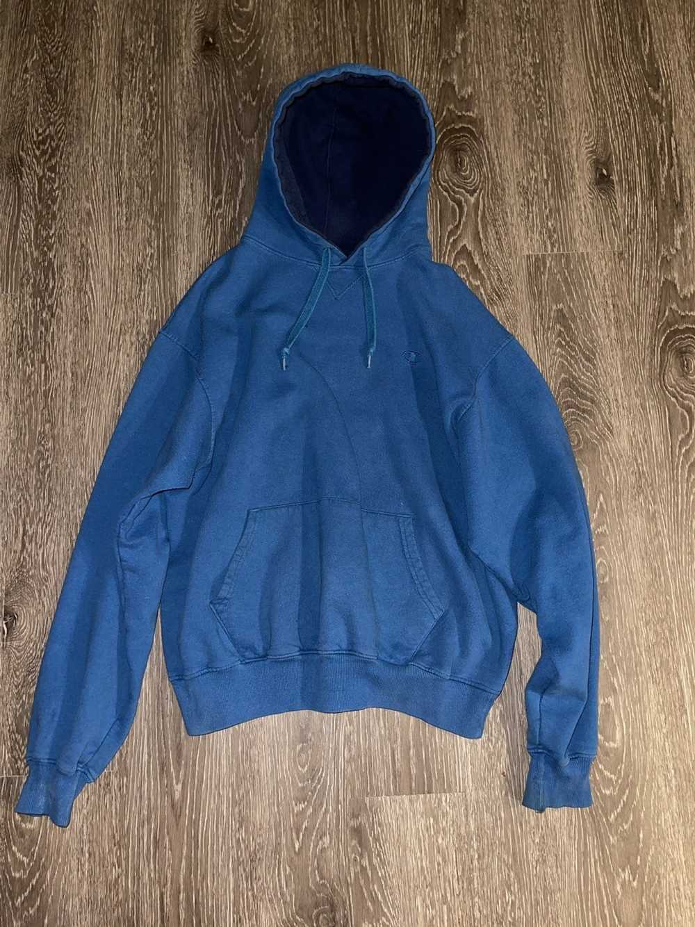 Champion Champion faded hoodie teal distressed 19… - image 4