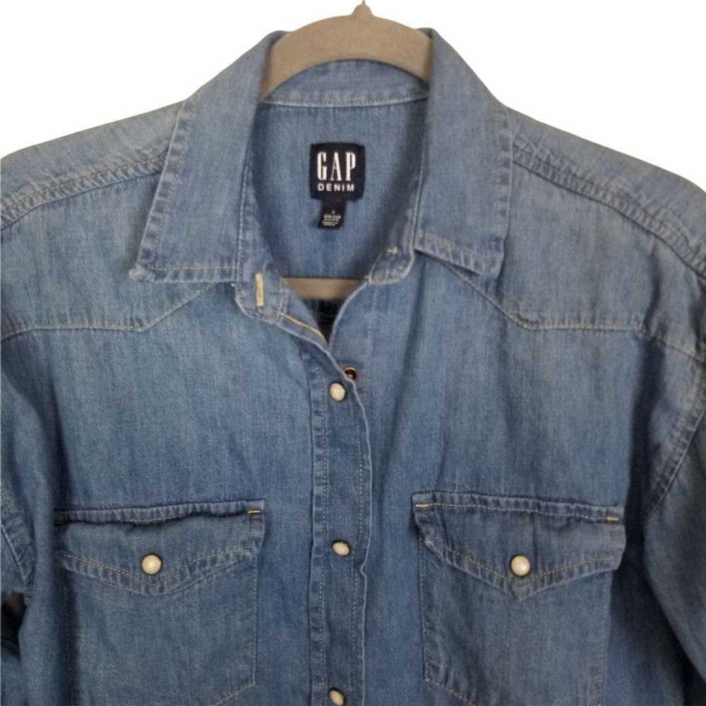 Gap Gap Denim Mens S Blue Denim Pearl Snap Front … - image 3