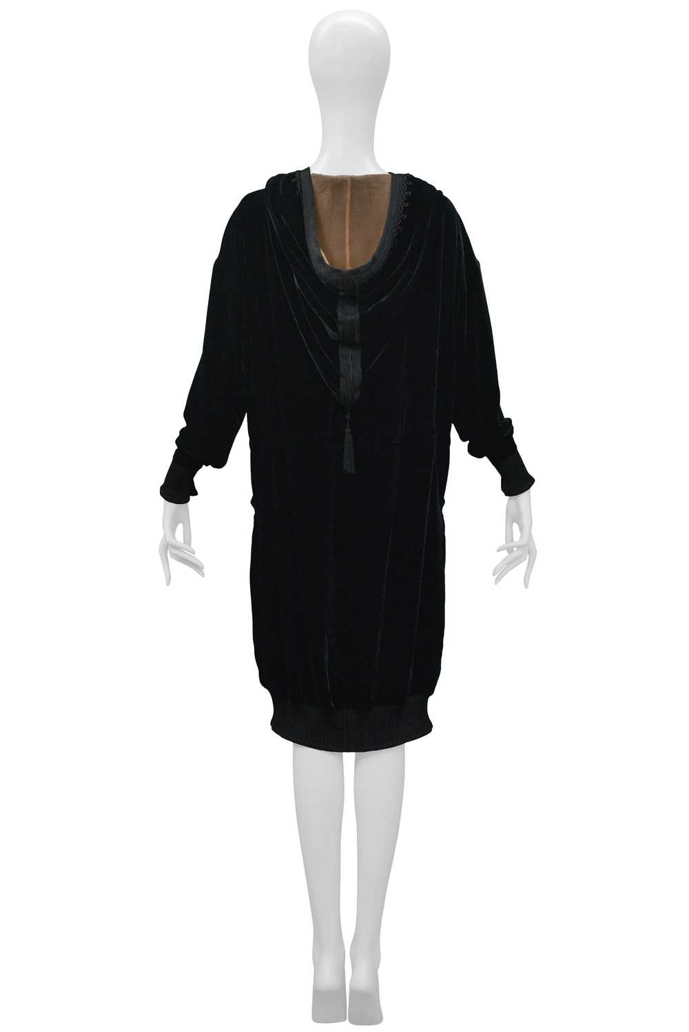 GAULTIER BLACK VELVET HOODIE TUNIC DRESS 2010 - image 2