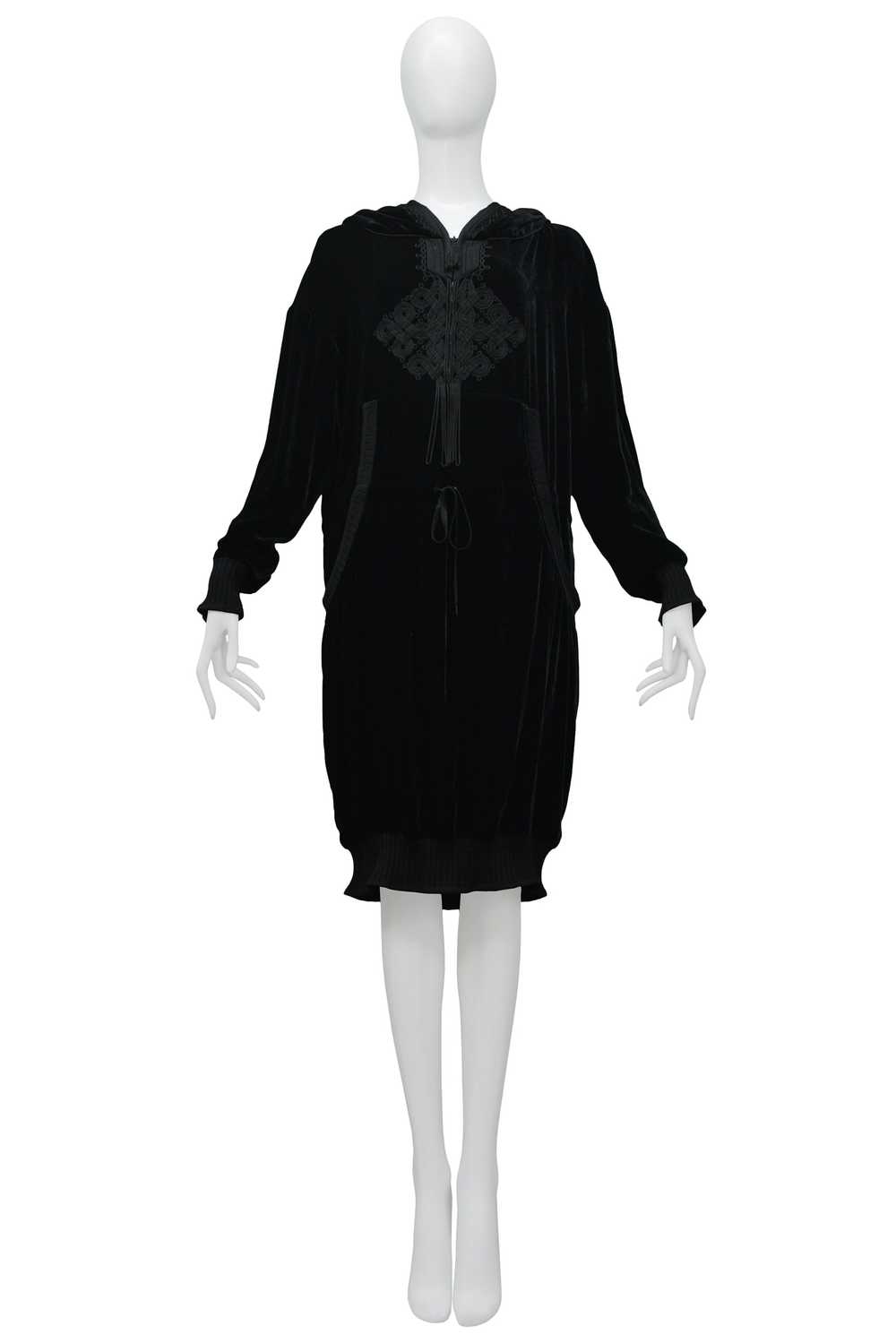 GAULTIER BLACK VELVET HOODIE TUNIC DRESS 2010 - image 3