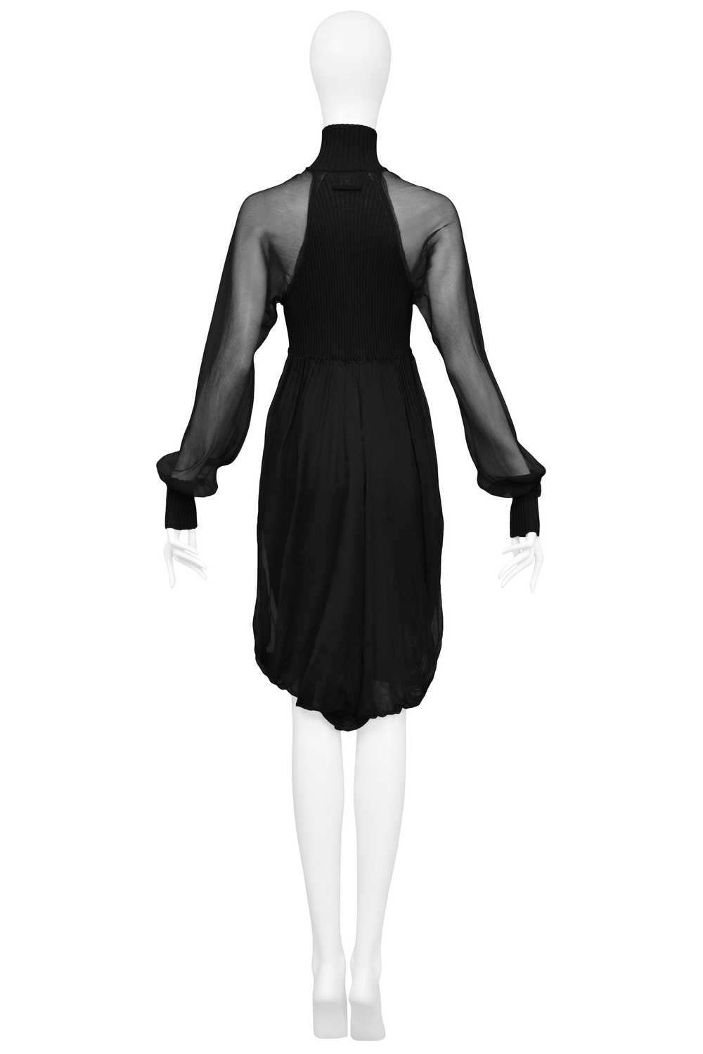 GAULTIER BLACK KNIT ILLUSION DRESS WITH CHIFFON O… - image 2