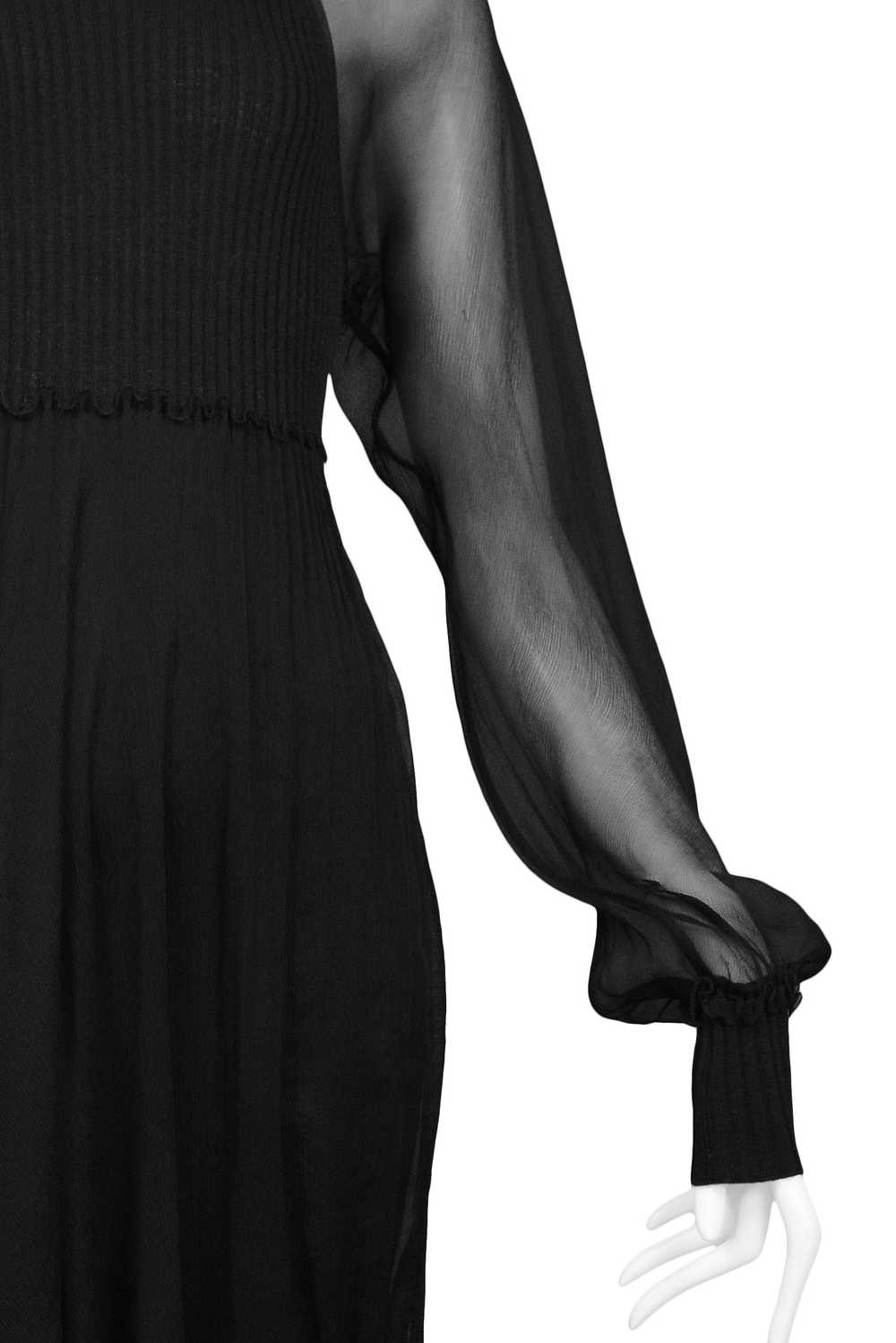 GAULTIER BLACK KNIT ILLUSION DRESS WITH CHIFFON O… - image 4