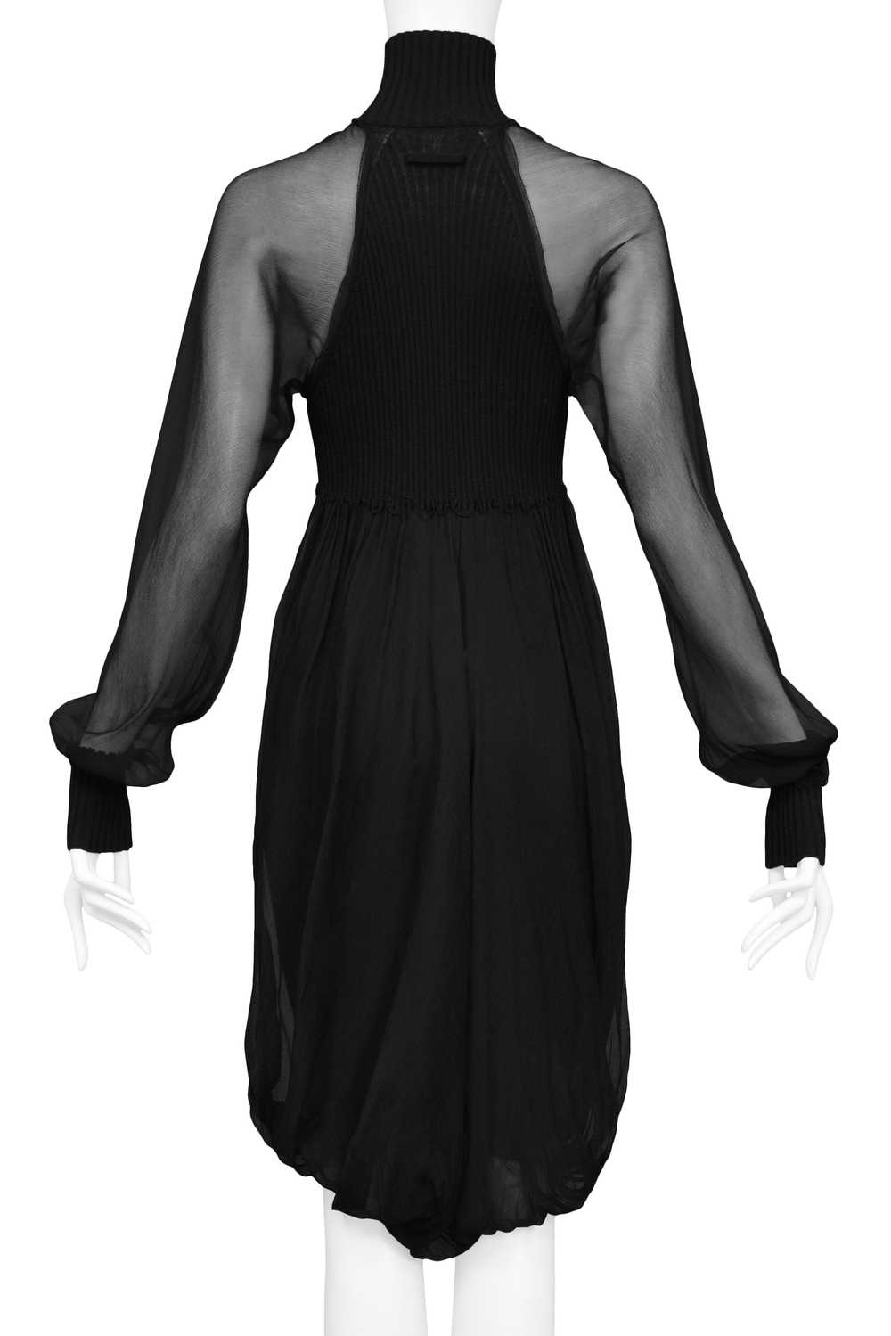 GAULTIER BLACK KNIT ILLUSION DRESS WITH CHIFFON O… - image 6