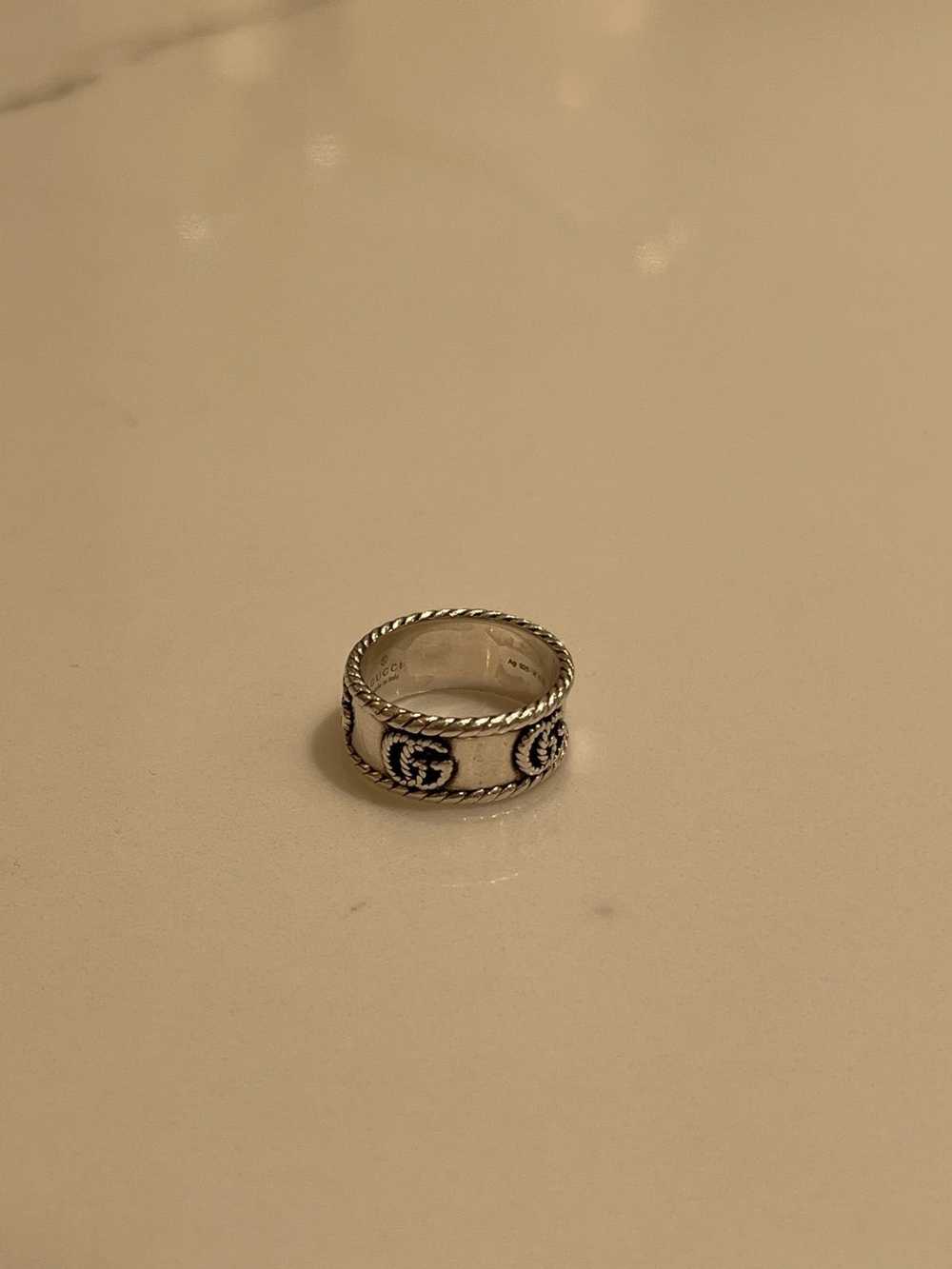 Gucci GG Marmont Cabled Sterling Silver Band Ring