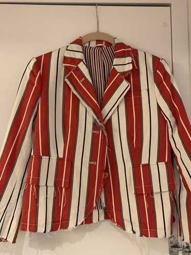 Thom Browne Red and white repp stripe blazer