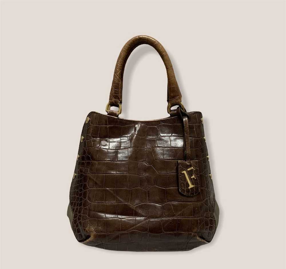 Furla × Genuine Leather Designer Furla Croc Leath… - image 1