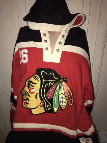 Men's Old Time Hockey Black Chicago Blackhawks Home Lacer Heavyweight  Hoodie