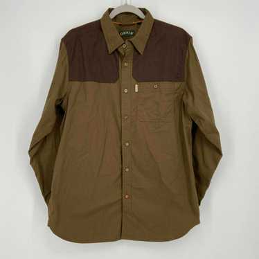 Orvis Safari Shirt 100% Heavy Cotton Khaki Bush Epaulets Mens Mint Cond  Size M