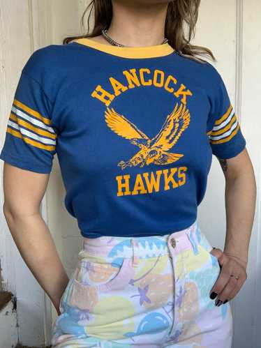 Vintage 80s Hancock Hawks ringer tee!! - image 1