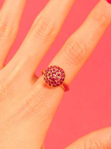 14K Gold Ruby Dome Top Ring