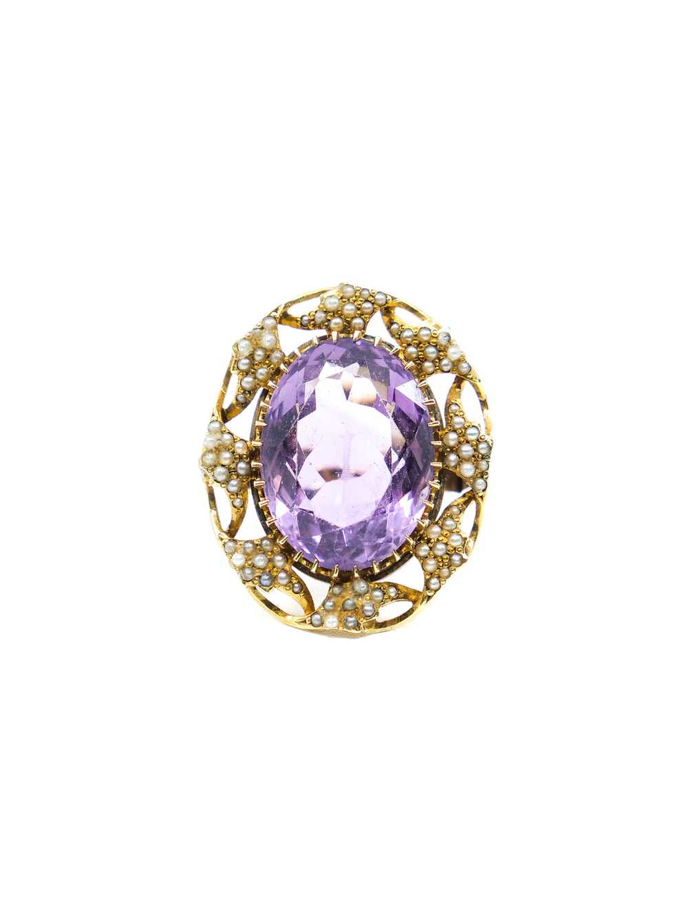 14K Vintage Amethyst and Pearl Accented Cocktail … - image 2