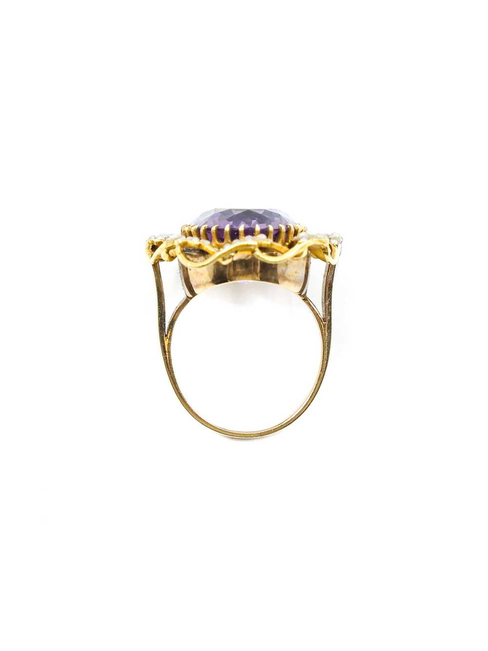 14K Vintage Amethyst and Pearl Accented Cocktail … - image 5