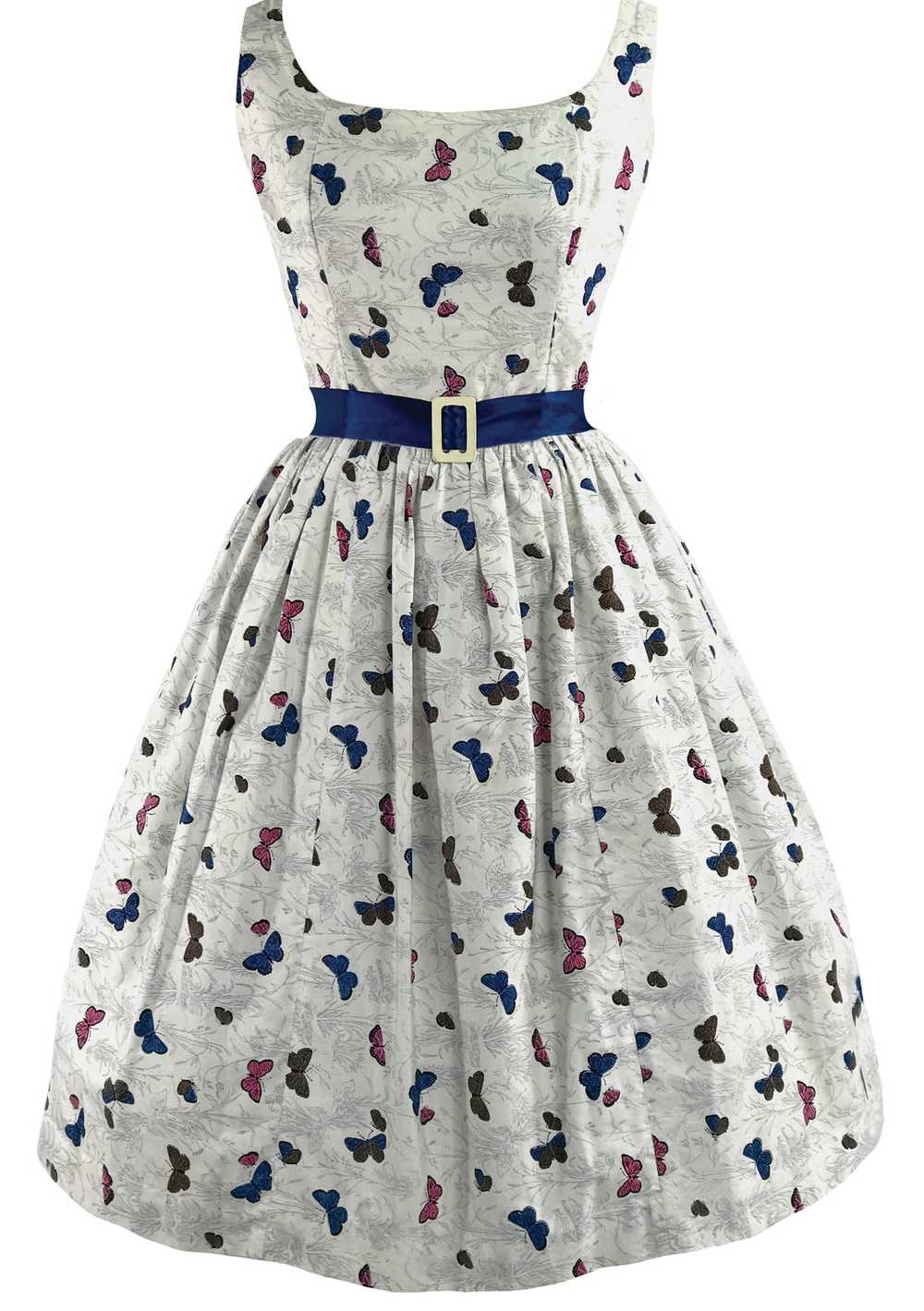 Lovely 1950s Novelty Butterfly Print Cotton Dress… - image 1