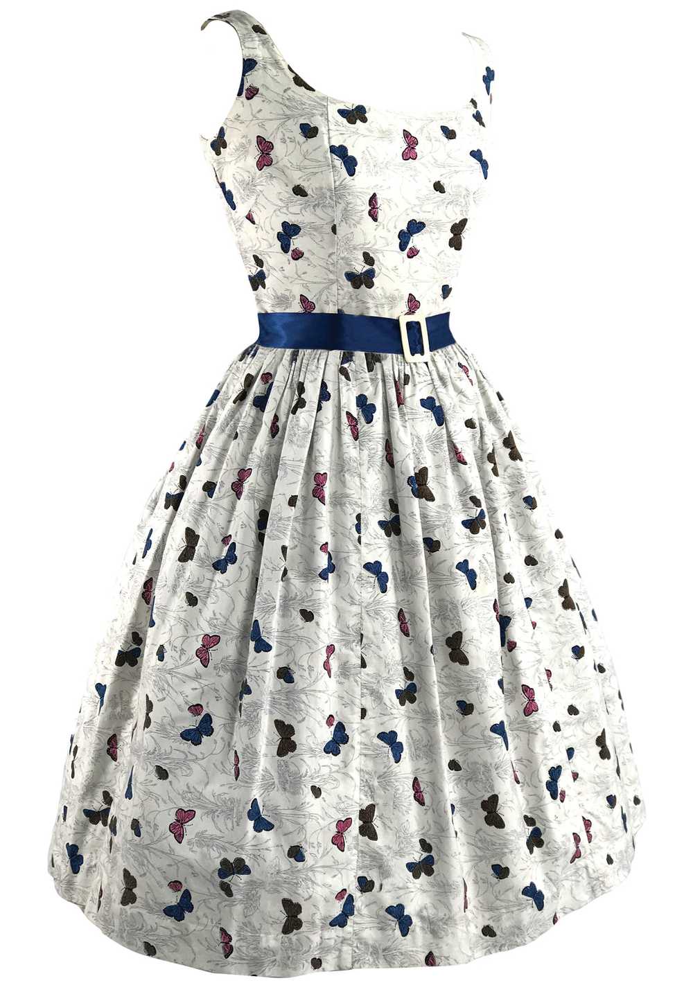 Lovely 1950s Novelty Butterfly Print Cotton Dress… - image 2