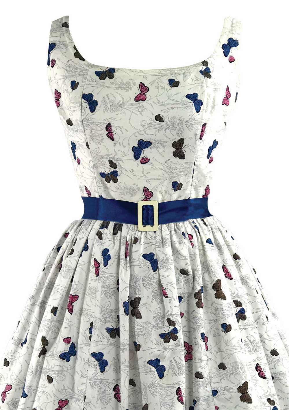 Lovely 1950s Novelty Butterfly Print Cotton Dress… - image 3