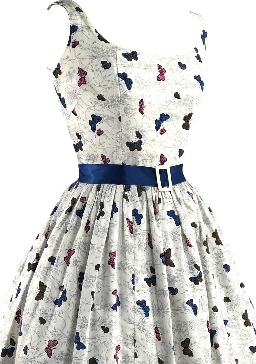 Lovely 1950s Novelty Butterfly Print Cotton Dress… - image 4