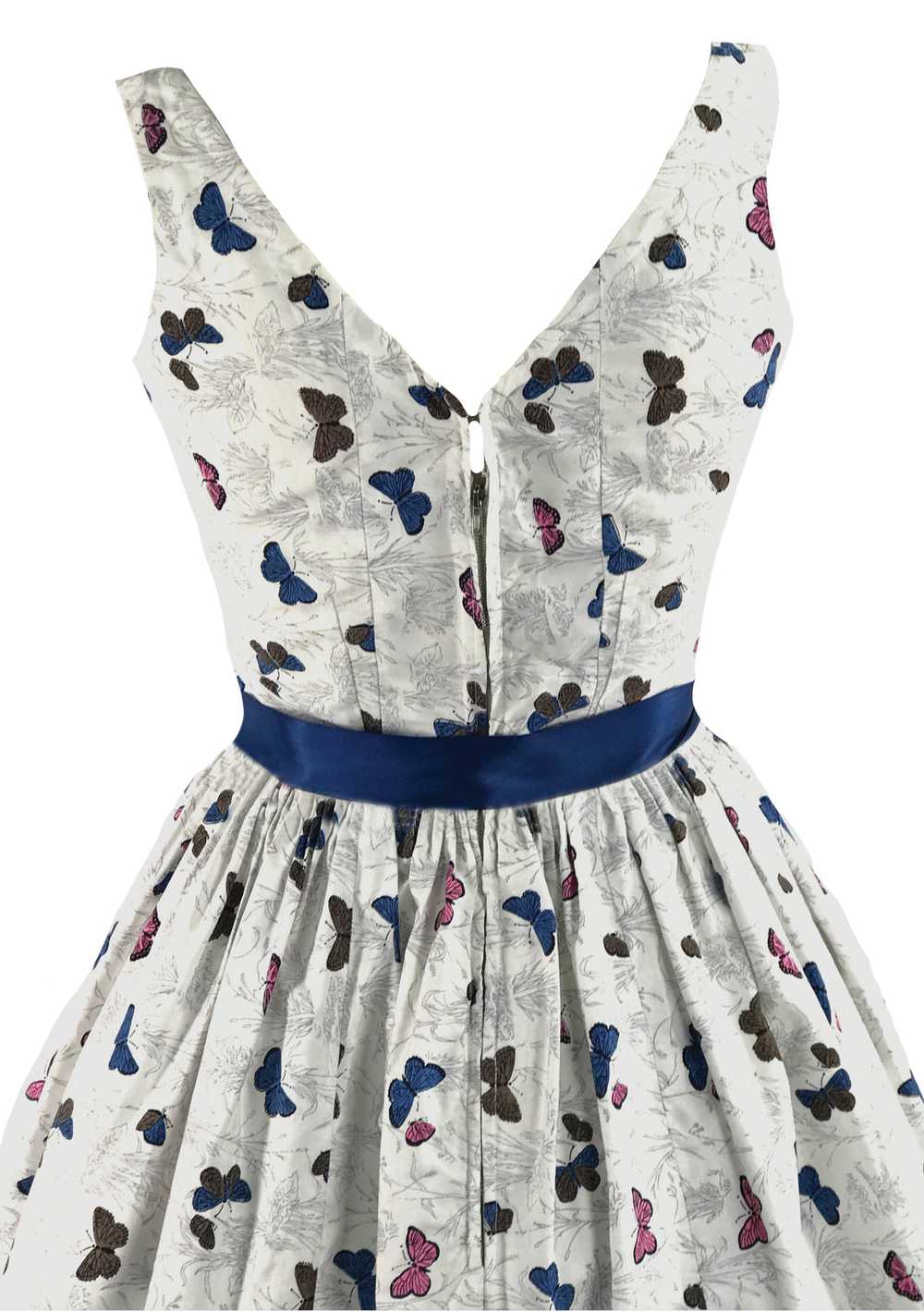 Lovely 1950s Novelty Butterfly Print Cotton Dress… - image 6