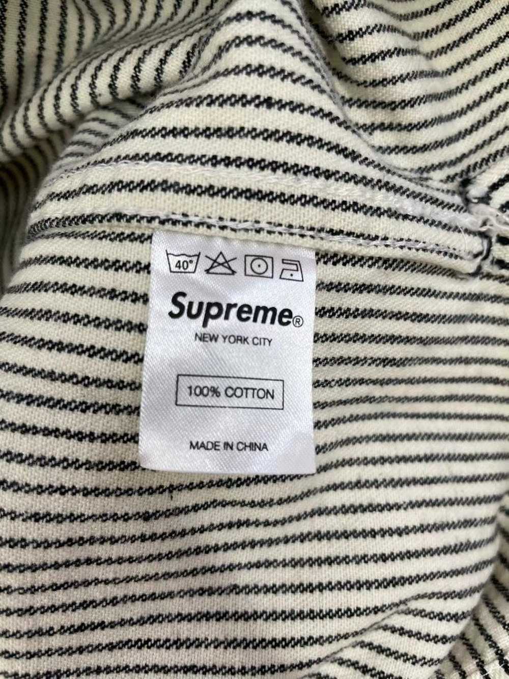 Supreme SUPREM Striped Denim Hooded Pullover Shirt - image 4