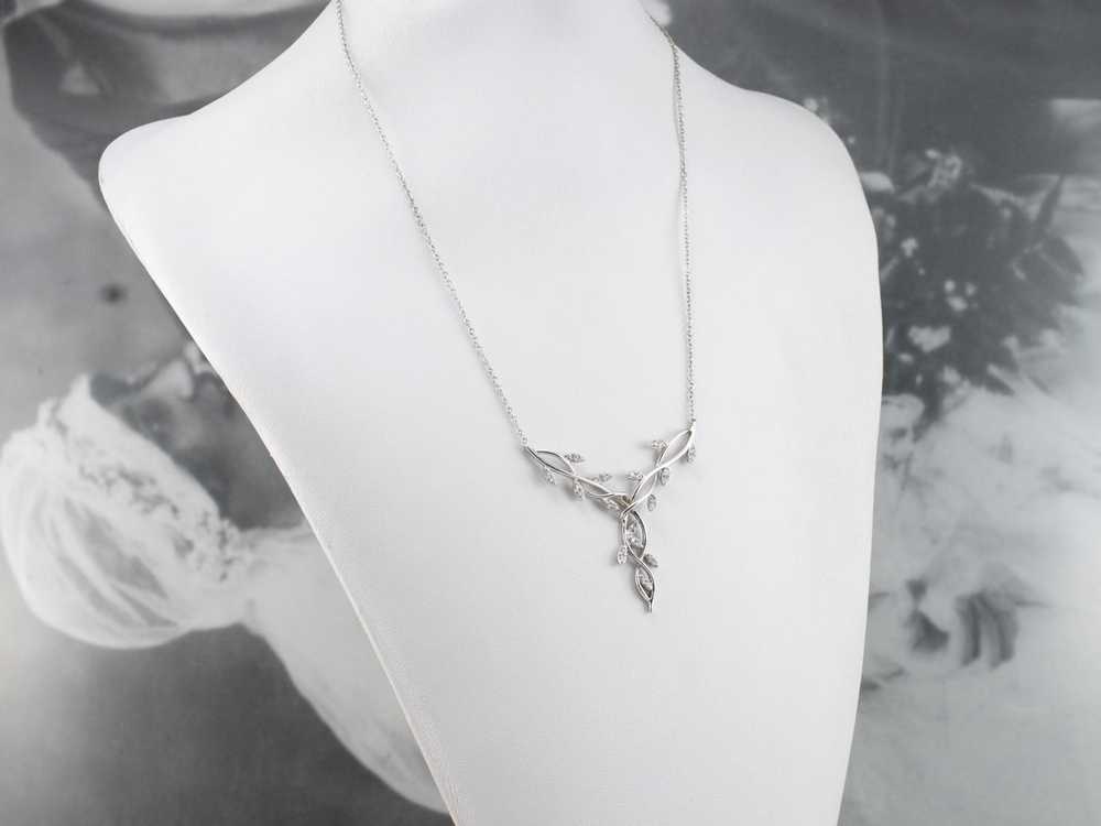 White Gold Botanical Diamond Necklace - image 10