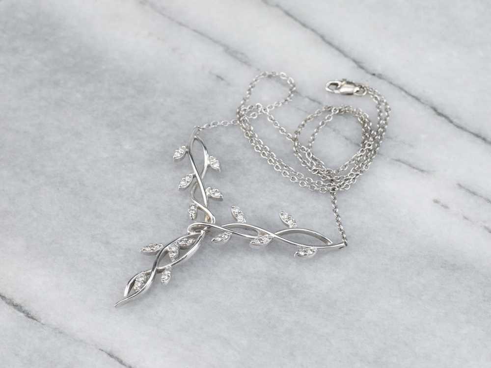 White Gold Botanical Diamond Necklace - image 1