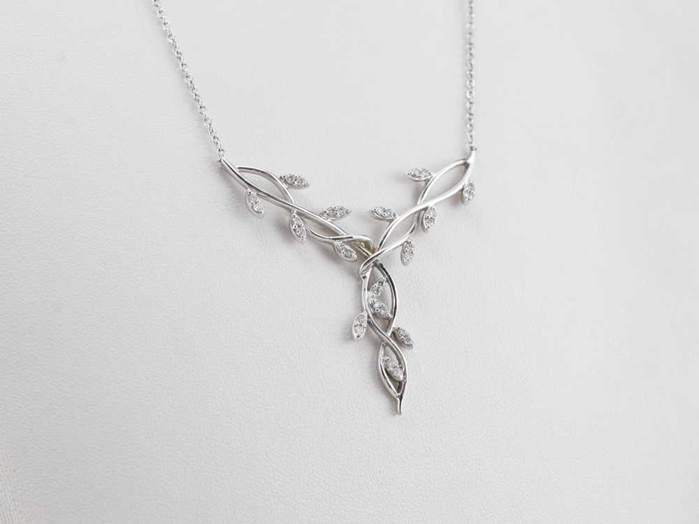 White Gold Botanical Diamond Necklace - image 8