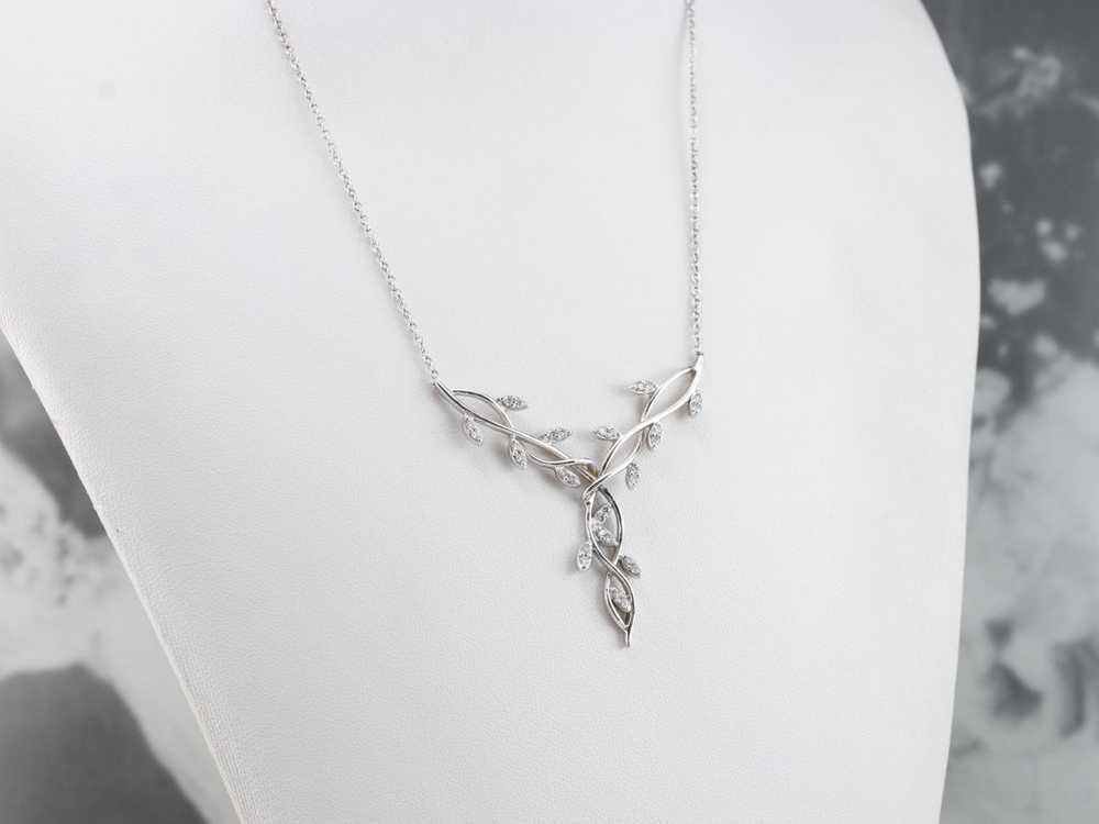 White Gold Botanical Diamond Necklace - image 9