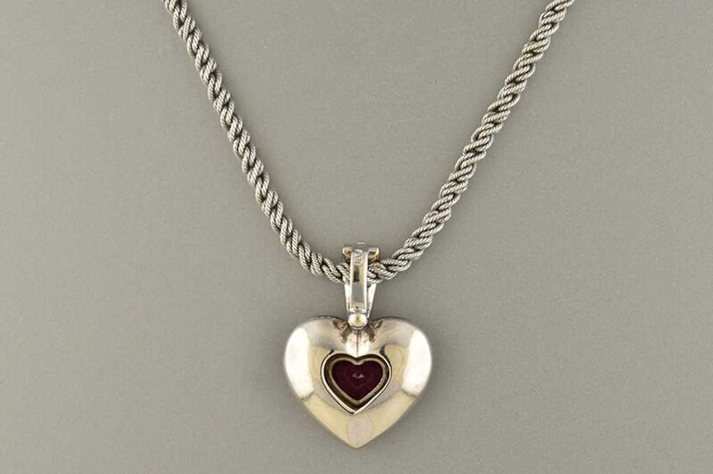 Heart Shaped Ruby and Diamond Enhancer with Chain - image 2