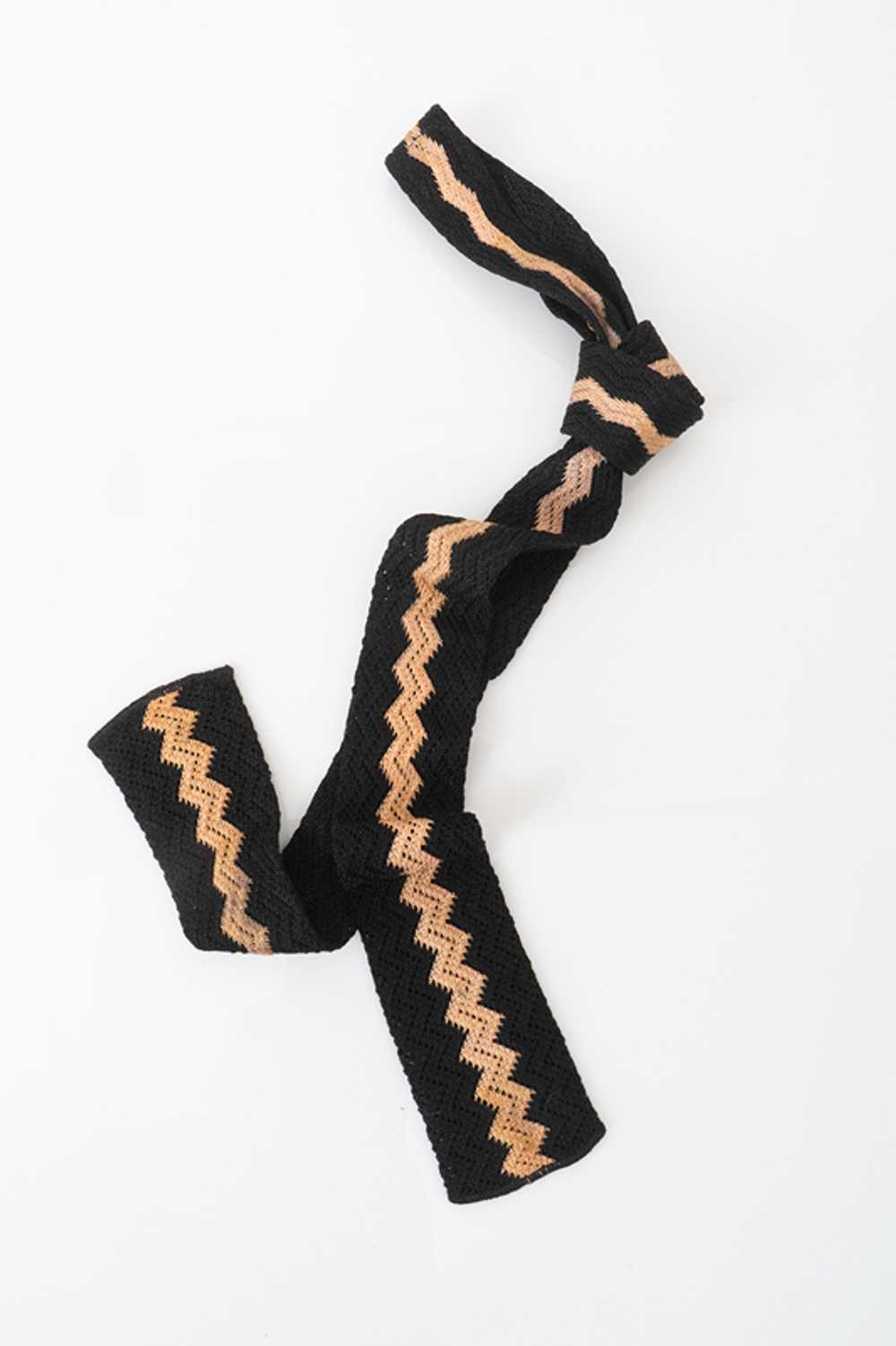 Pink and Black ZigZag Vintage Knit Tie - image 1