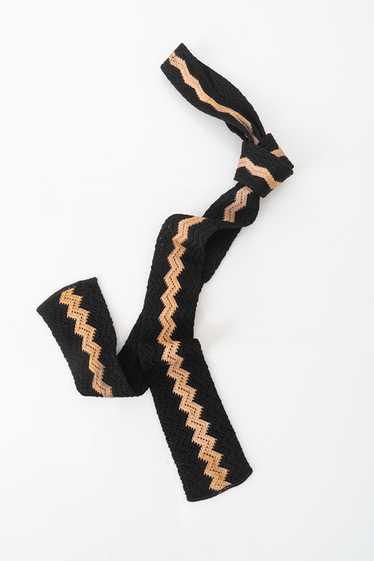 Pink and Black ZigZag Vintage Knit Tie