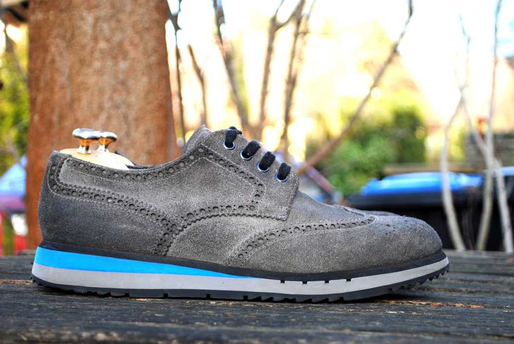 Prada Suede Leather Wingtip Platform Brogue Shoes - image 1