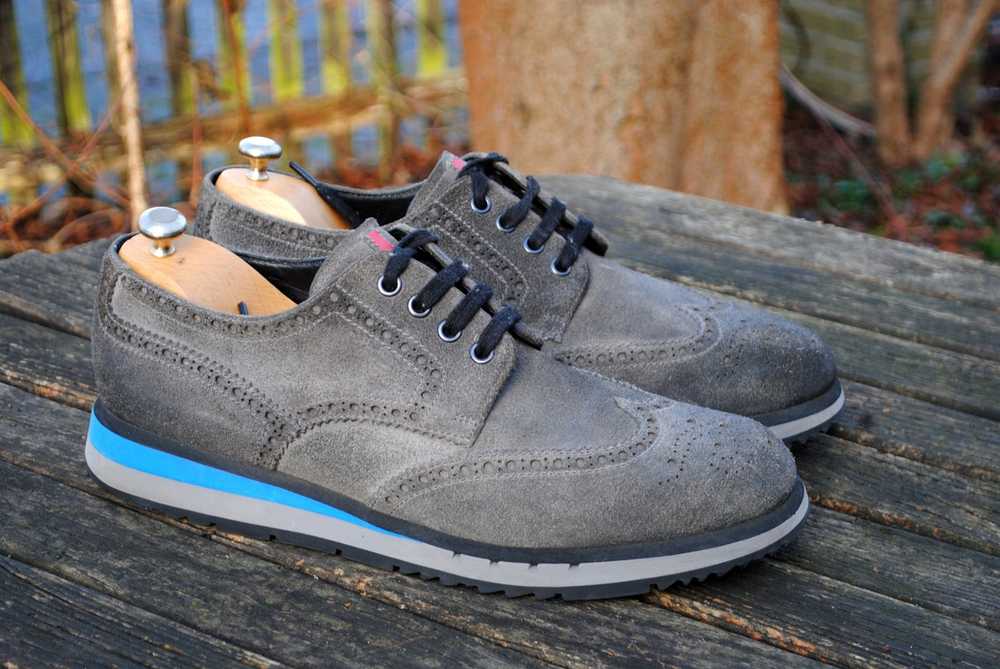 Prada Suede Leather Wingtip Platform Brogue Shoes - image 2