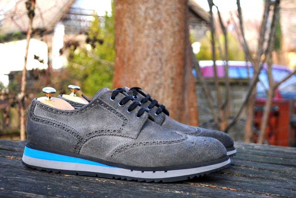 Prada Suede Leather Wingtip Platform Brogue Shoes - image 3