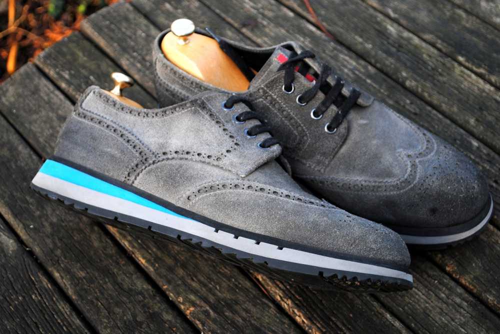 Prada Suede Leather Wingtip Platform Brogue Shoes - image 4