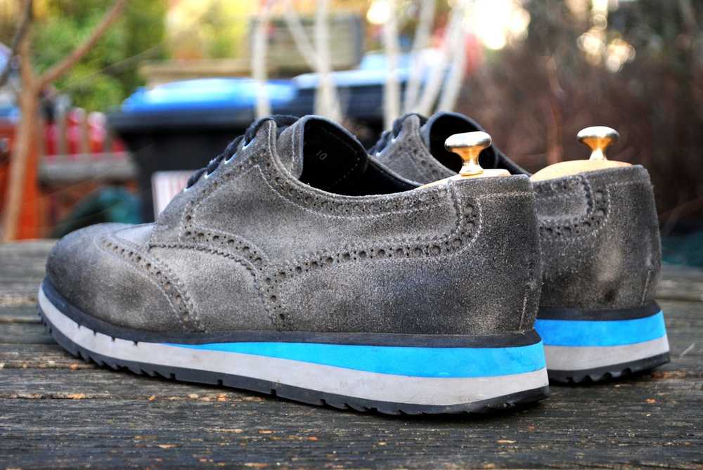 Prada Suede Leather Wingtip Platform Brogue Shoes - image 5