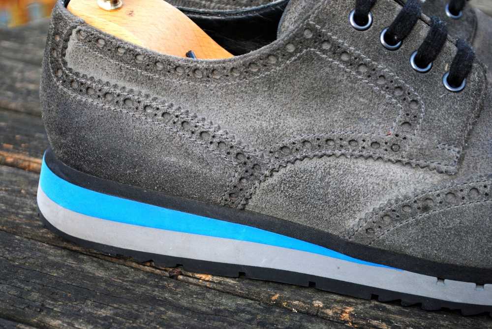Prada Suede Leather Wingtip Platform Brogue Shoes - image 7