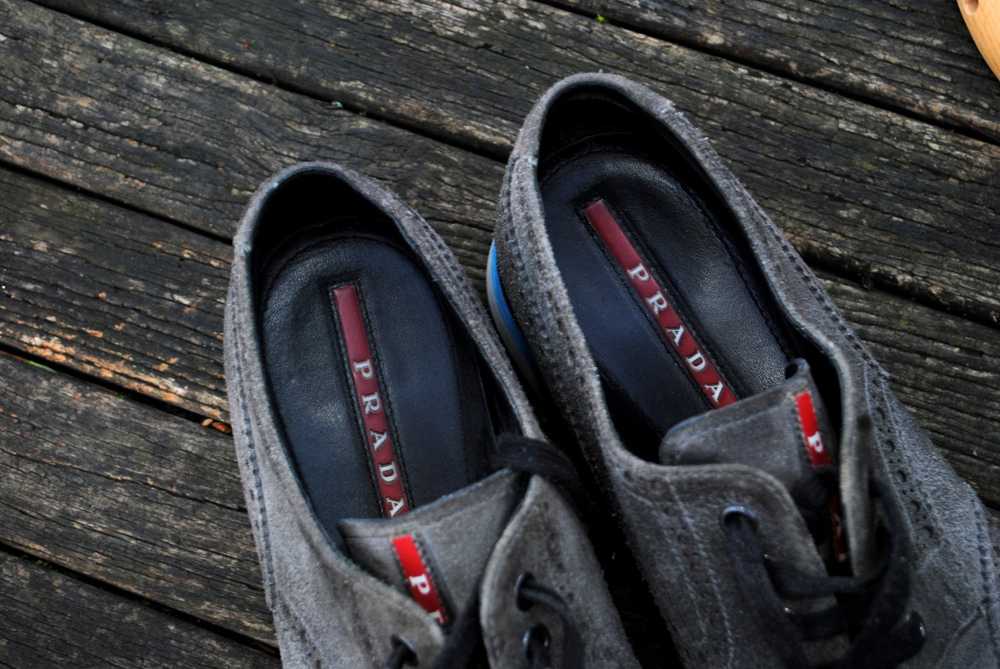 Prada Suede Leather Wingtip Platform Brogue Shoes - image 8