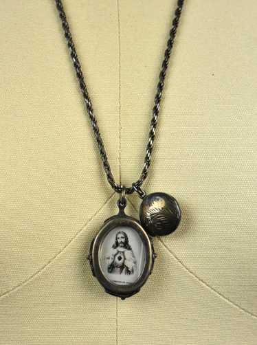 Sterling Silver Shadow Box Pendant with Virgen de 