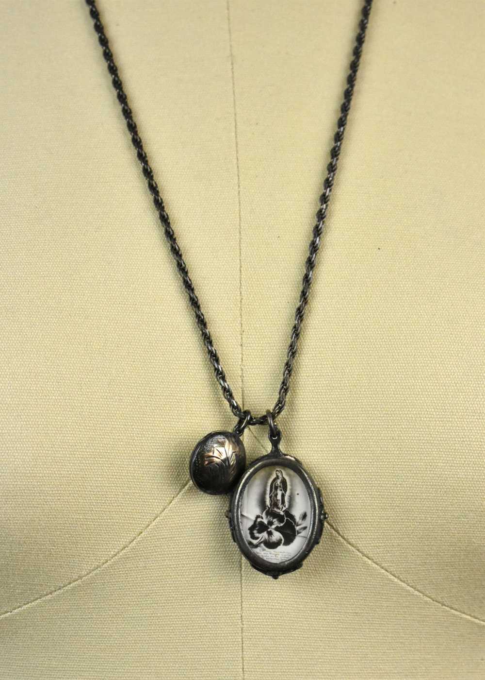 Sterling Silver Shadow Box Pendant with Virgen de… - image 2