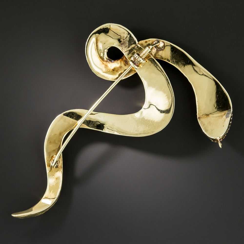 Diamond and Enamel Snake Brooch - image 2