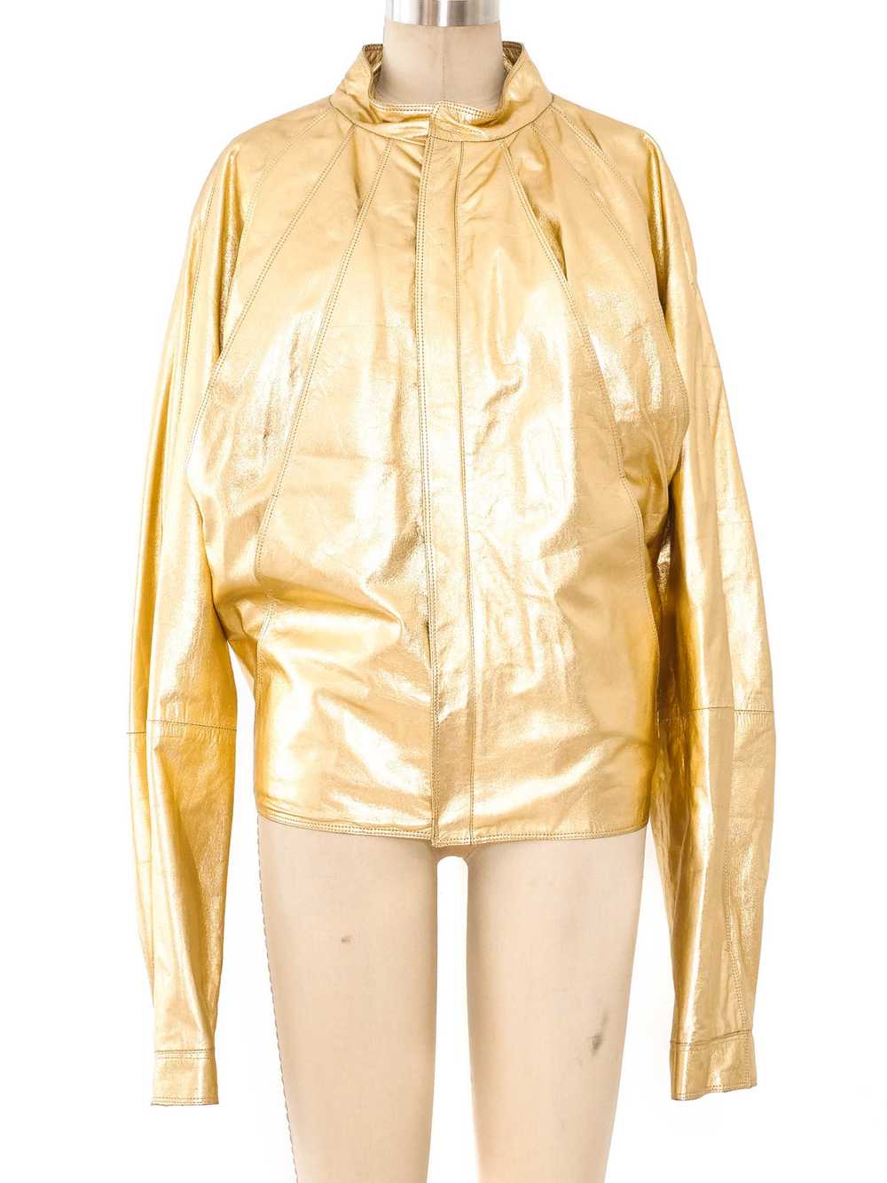 Gianni Versace Metallic Gold Leather Jacket - image 1
