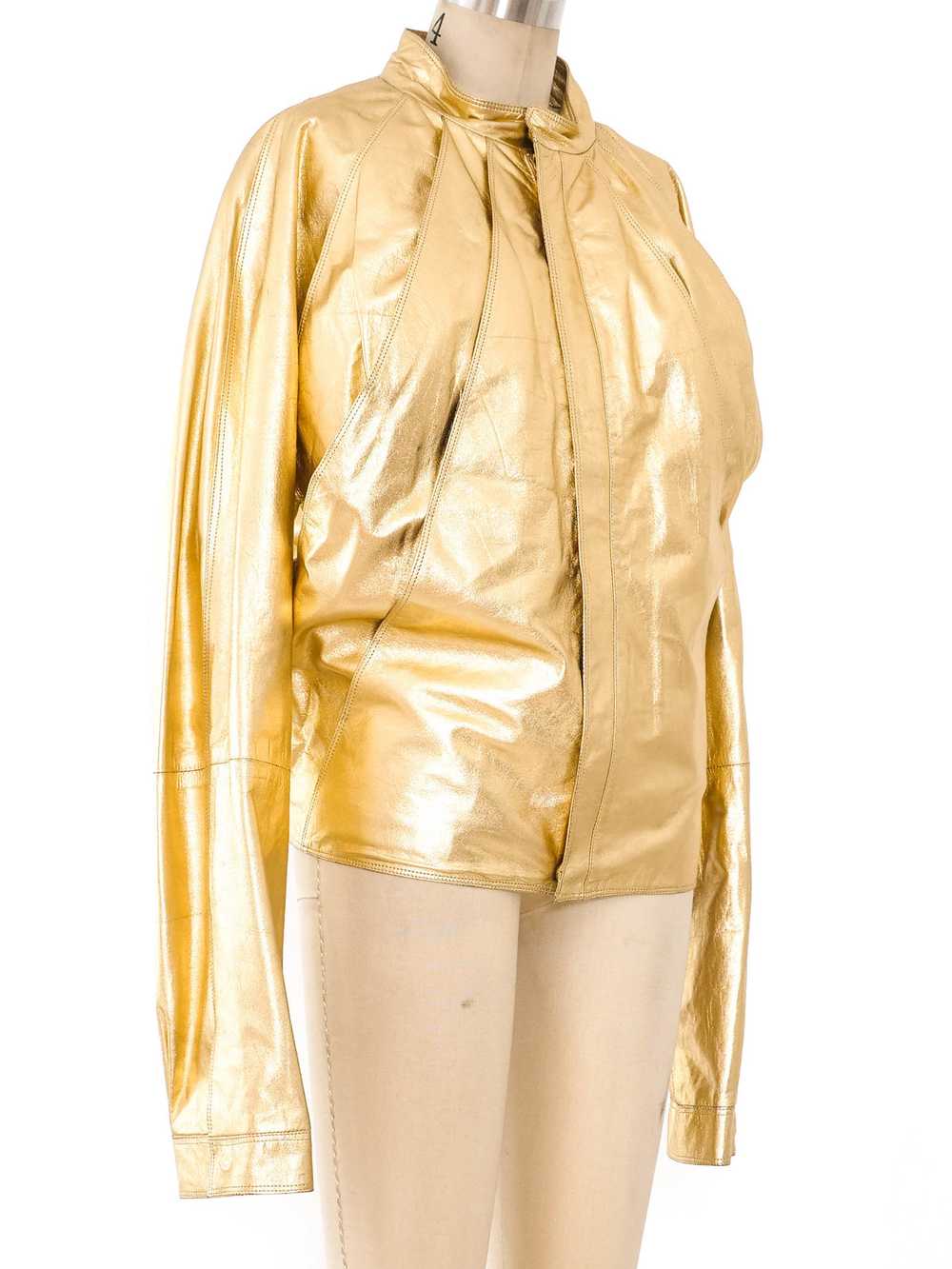 Gianni Versace Metallic Gold Leather Jacket - image 2