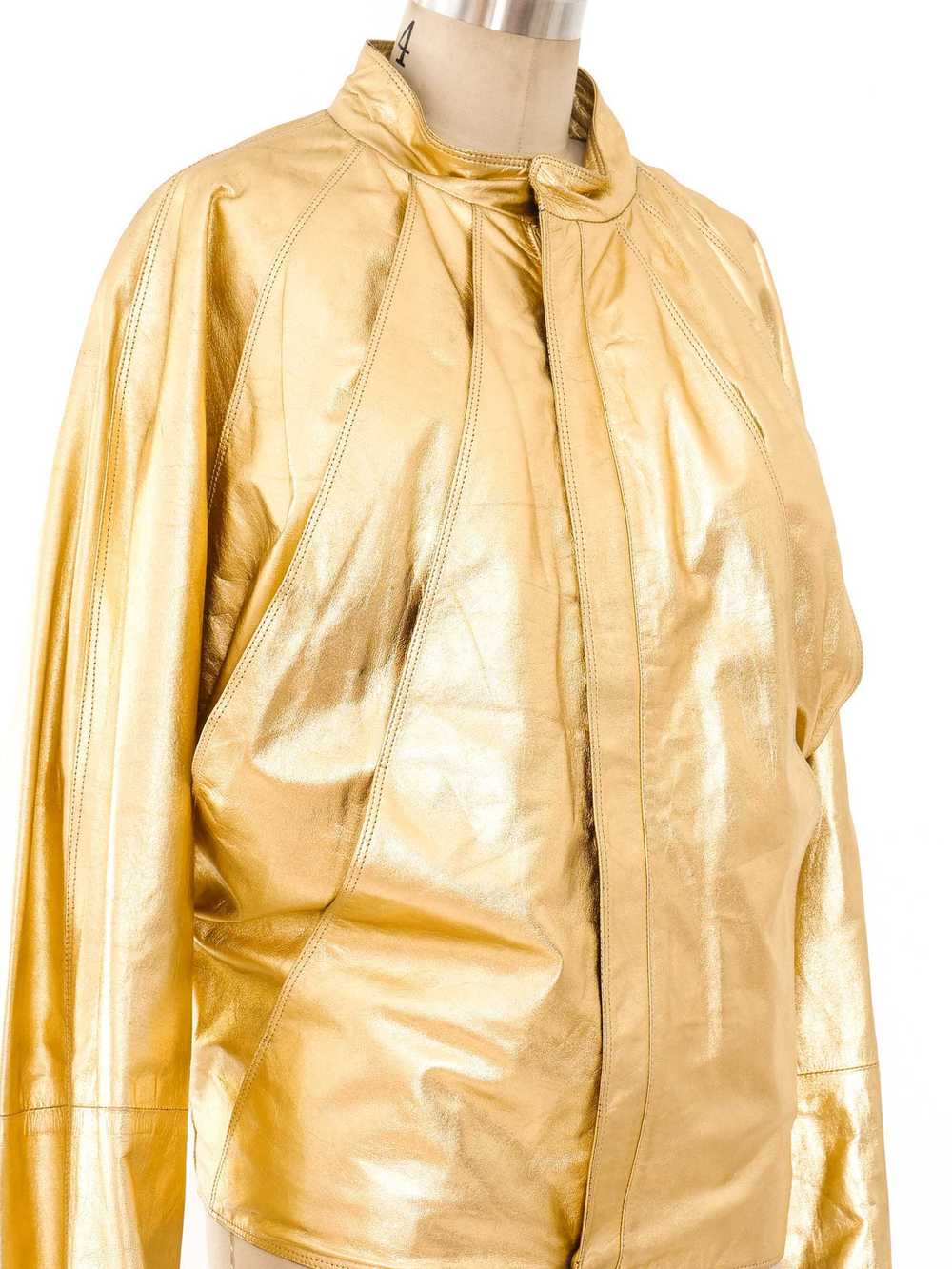 Gianni Versace Metallic Gold Leather Jacket - image 4