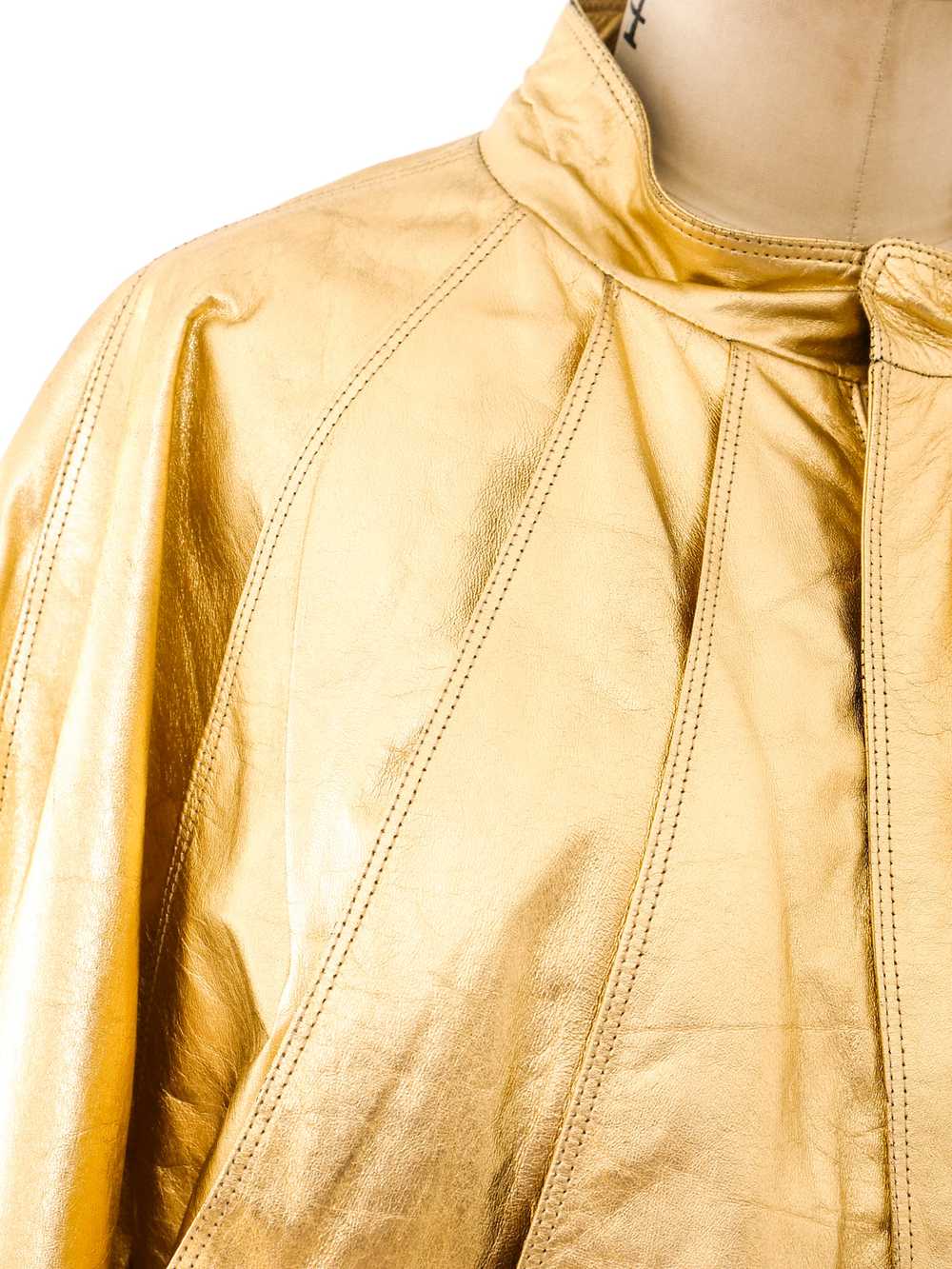 Gianni Versace Metallic Gold Leather Jacket - image 5