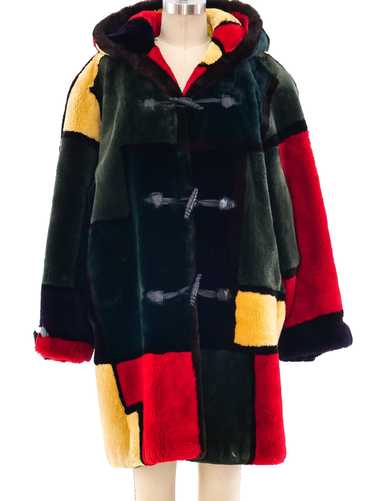 Colorblock Sheared Beaver Coat