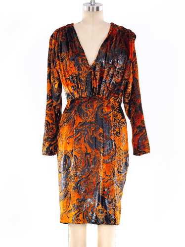 Abstract Pattern Velvet Burnout Dress